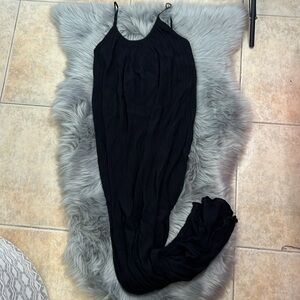 EUC & Other Stories Maxi Black Lightweight Crinkle Dress sz 10